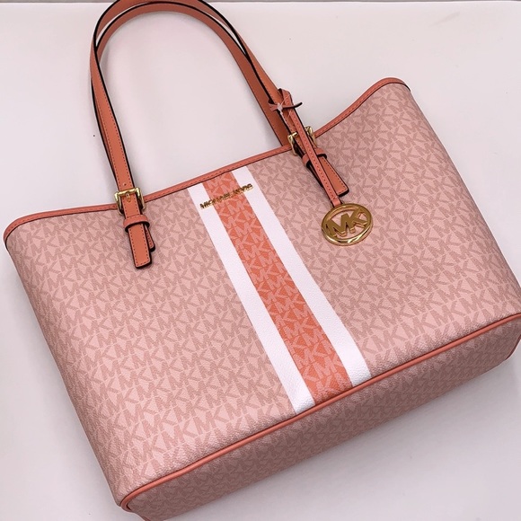 MICHAEL KORS JET SET TRAVEL MEDIUM CARRYALL TOTE SHERBERT MULTI COLOR - Picture 5 of 16